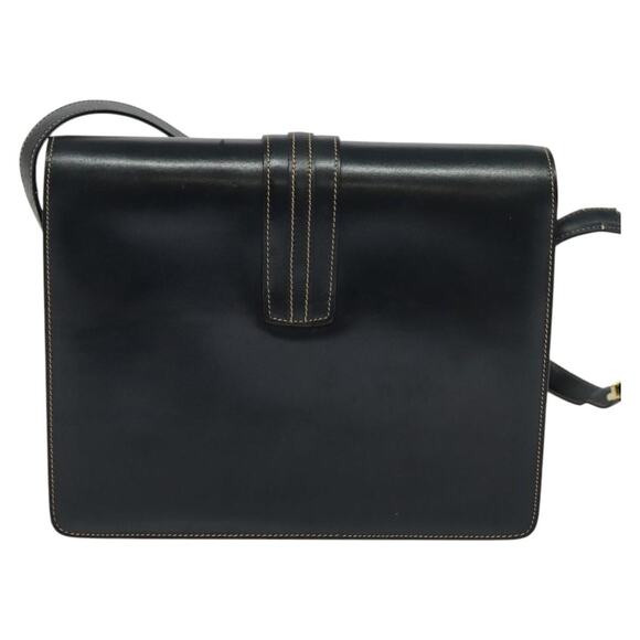 GUCCI Shoulder Bag Leather Navy Gold - Picture 3 of 13